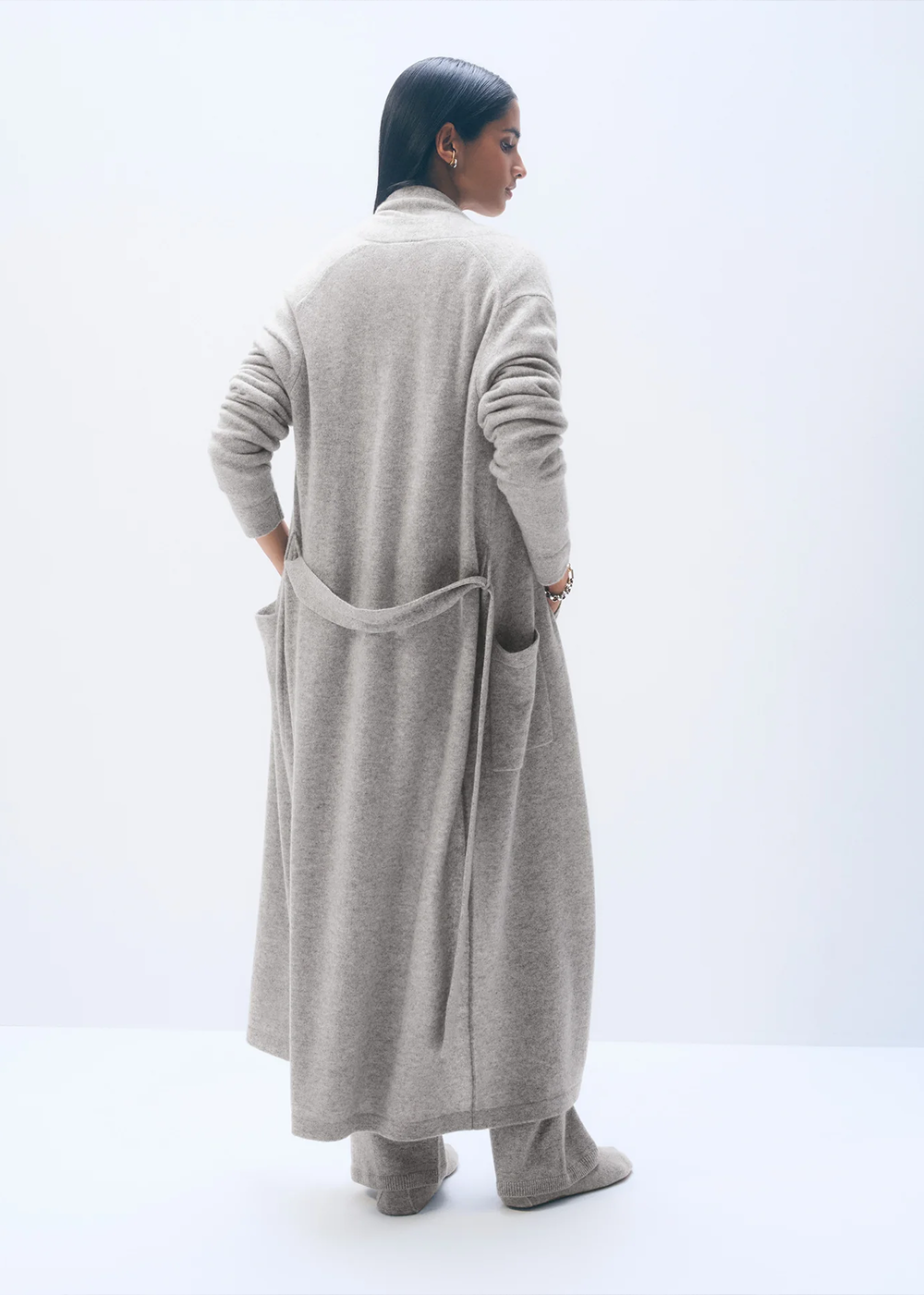 Cashmere Long Robe - Grey Heather - White & Warren Canada - Danali