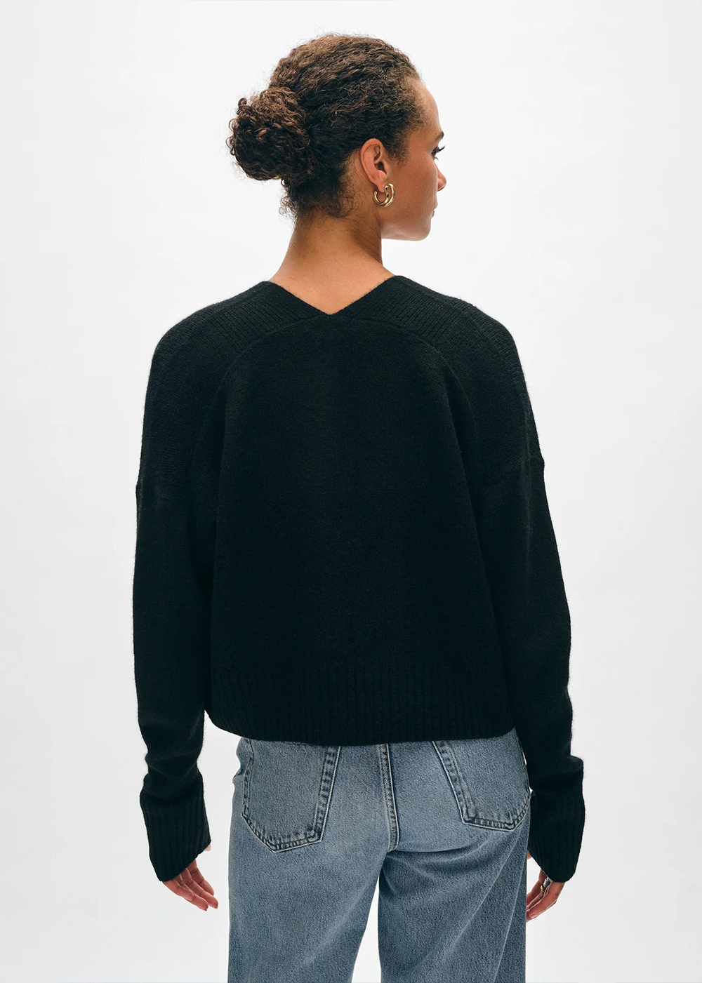 Cashmere Open Front Cardigan - Black - White + Warren Canada - Danali