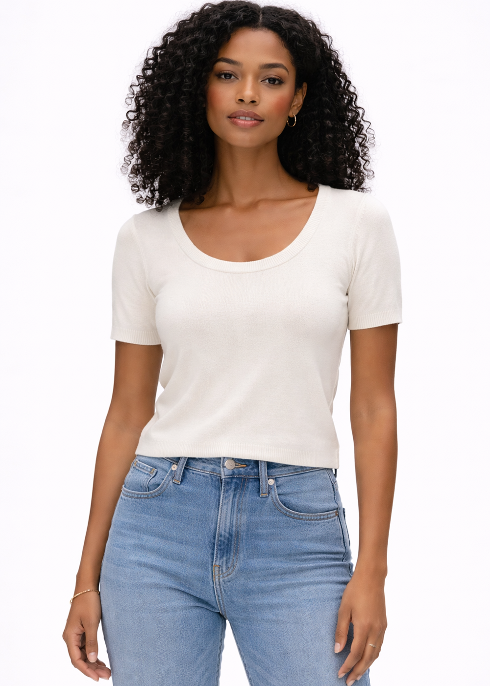 Cashmere Scoop Neck Top - Soft White - White + Warren Canada - Danali