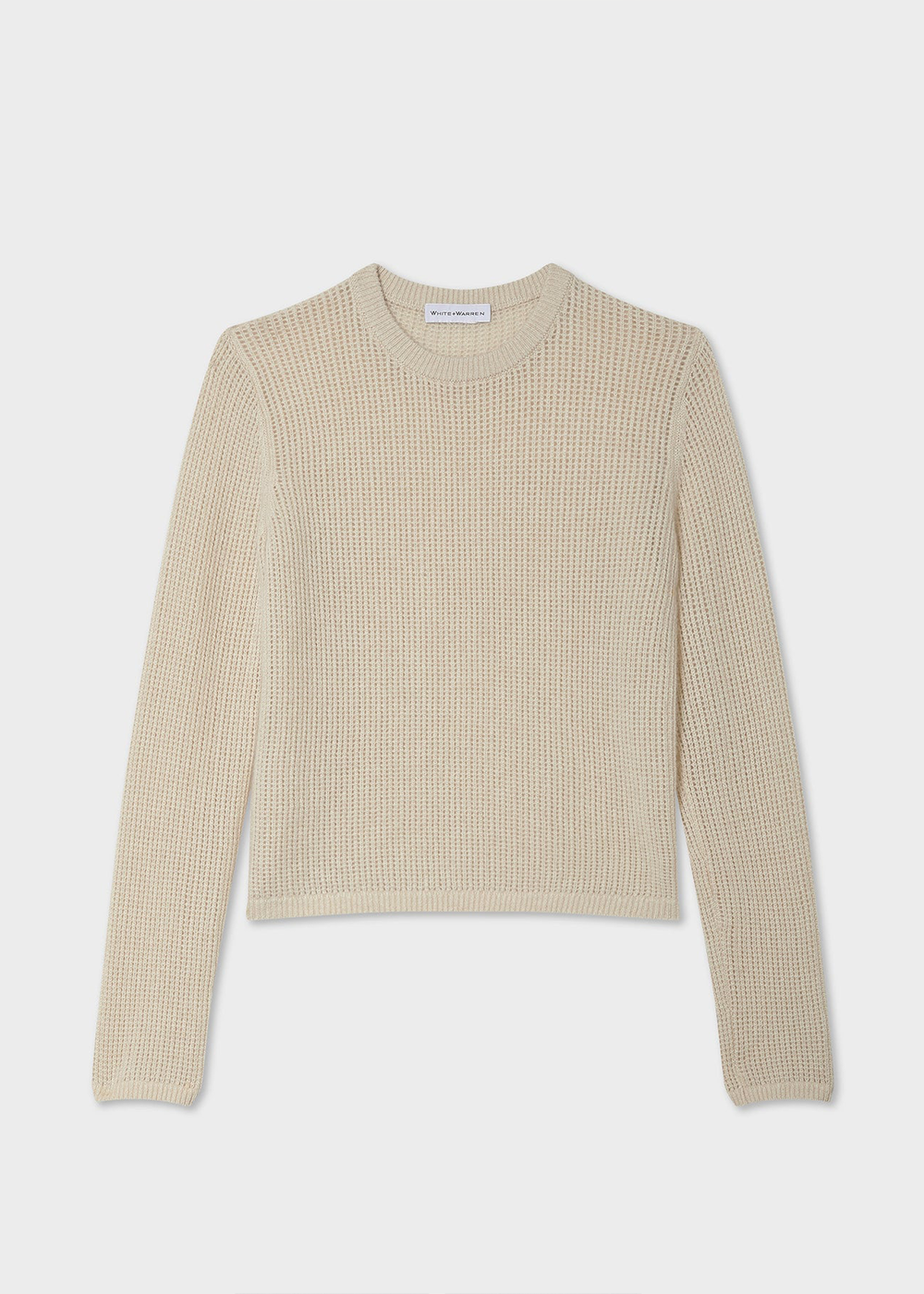 Cashmere Waffle Mesh Crew Sweater - Natural Heather - White + Warren Canada - Danali