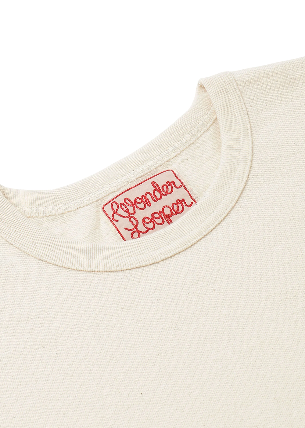 ELS Recycled Cotton Slub Crewneck T-Shirt - Ecru - Wonder Looper Canada - Danali