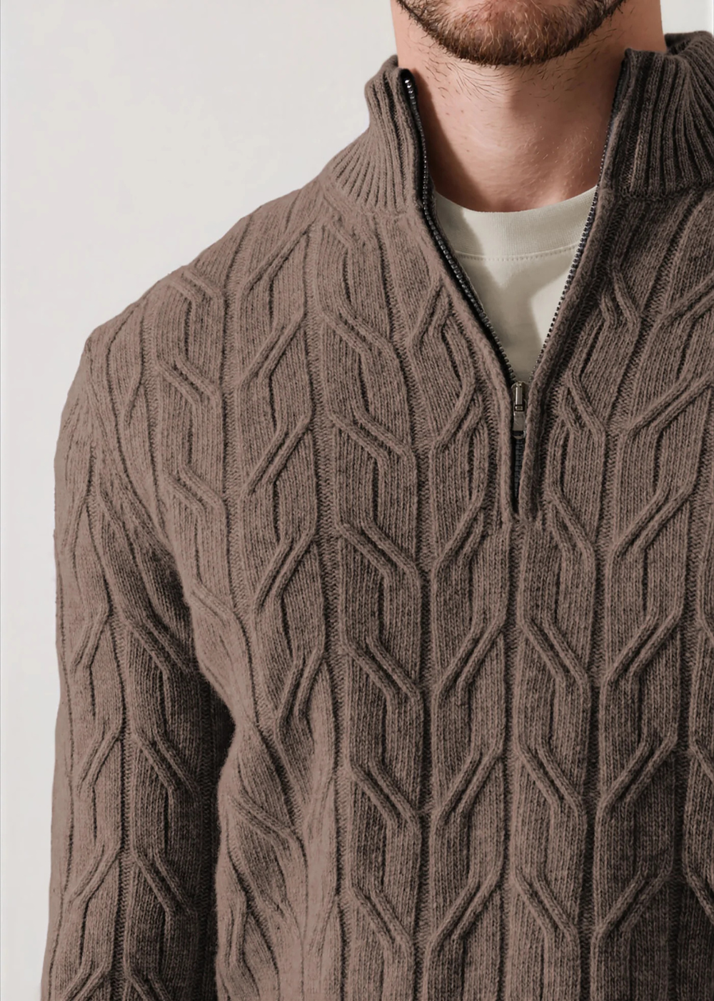 Fancy Cable 1/4 Zip Mock Sweater