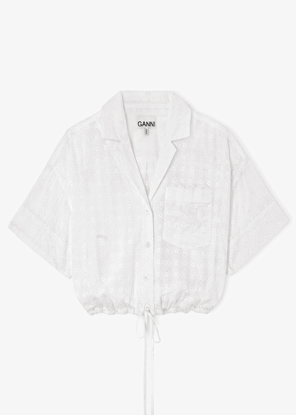 Broderie Anglaise Cropped Bowling Shirt