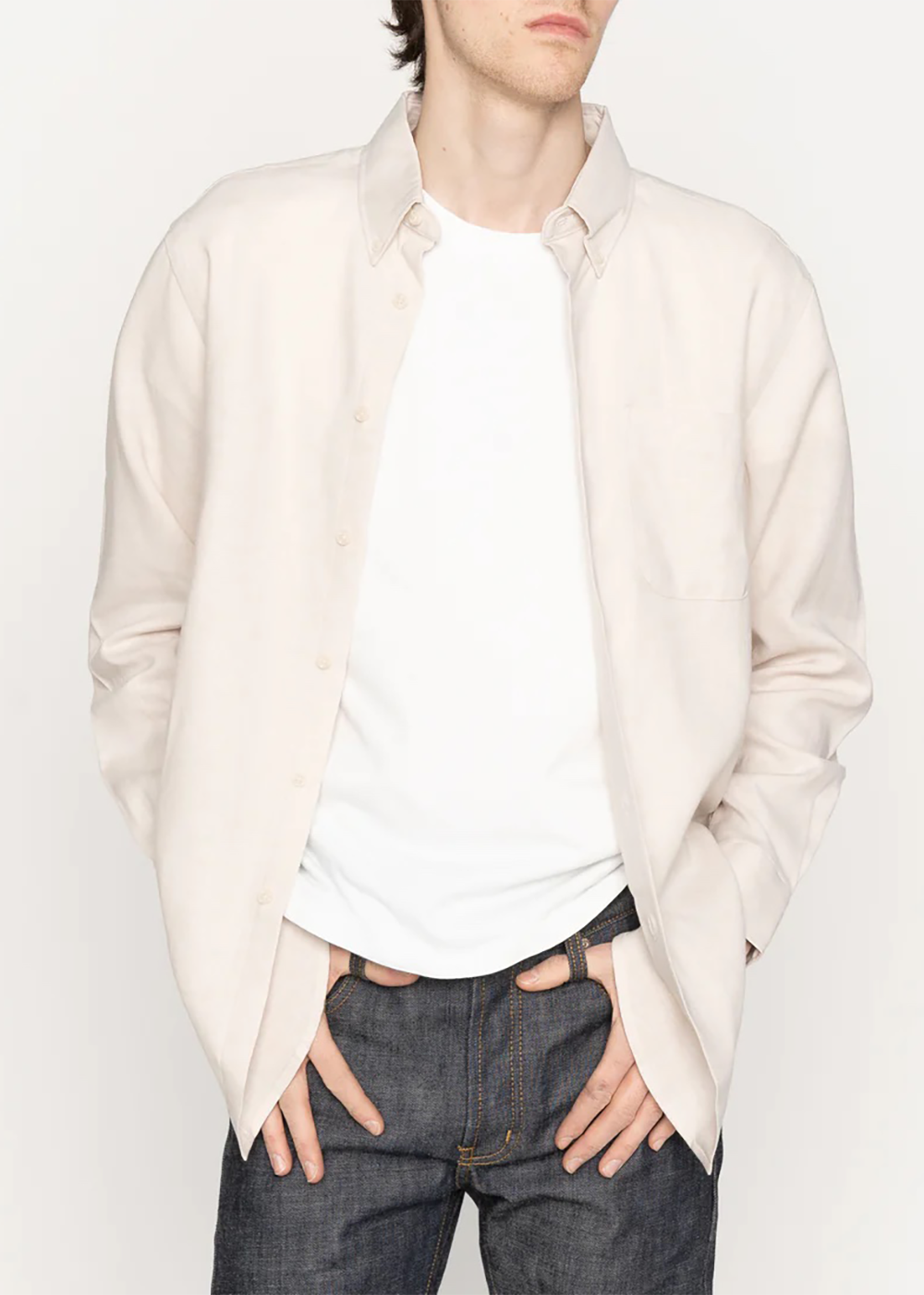 Easy Shirt - French Linen Fine Canvas - Ecru - Naked and Famous Denim Canada - Danali - 120224511