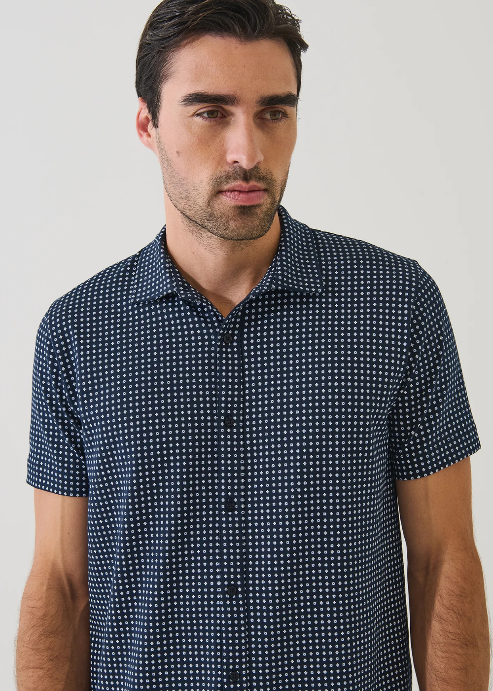 Pima Cotton Stretch Geometric Print Shirt