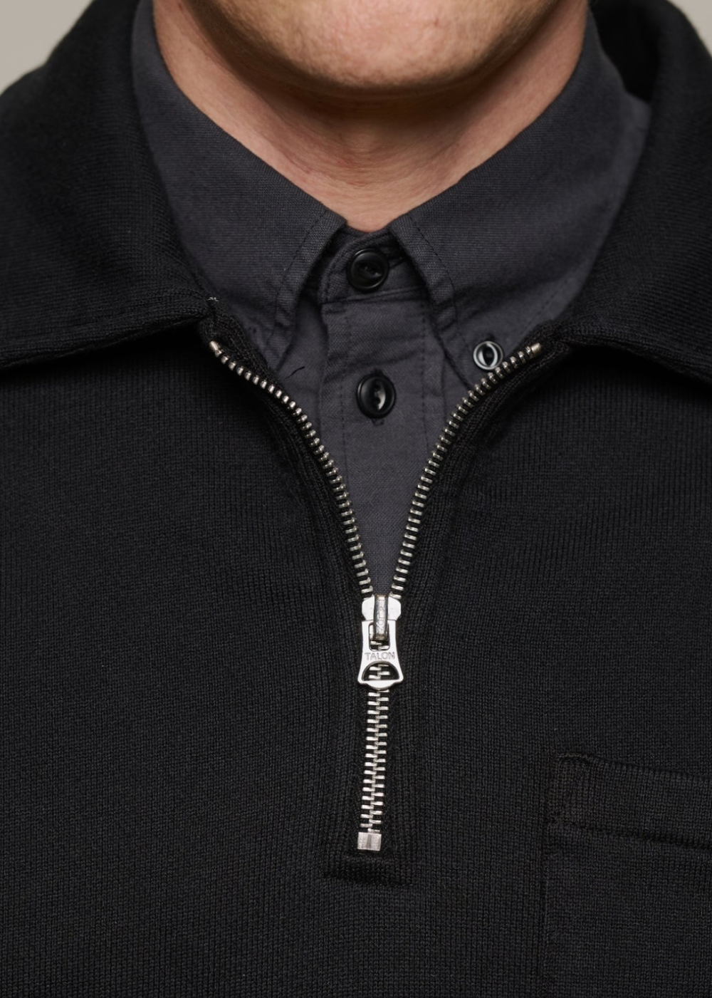 Authentic Fleece Polo Collared Half-Zip Cotton Sweatshirt