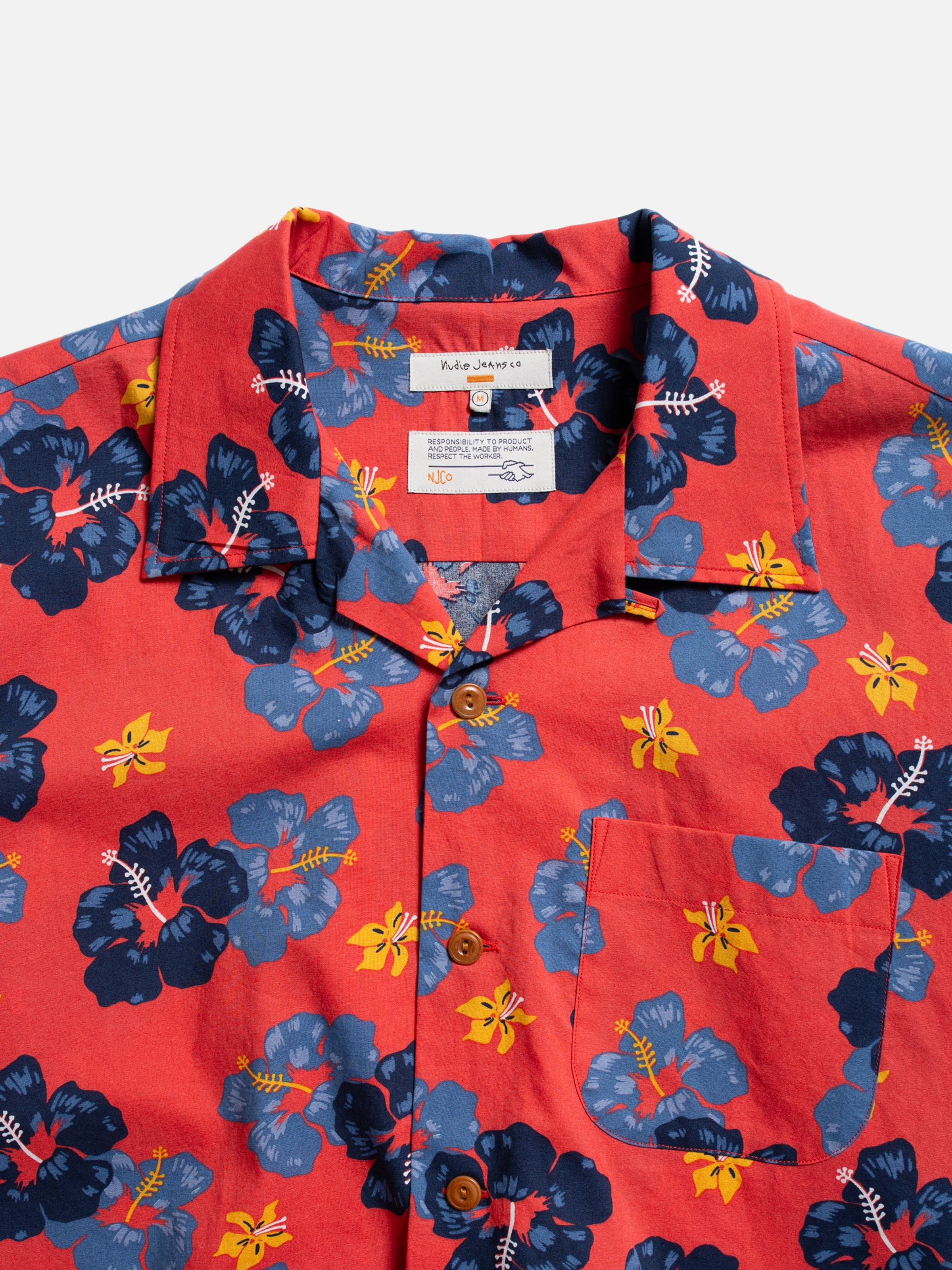 Arthur Flower Hawaii Shirt - Red - Nudie Jeans - Danali - 288929
