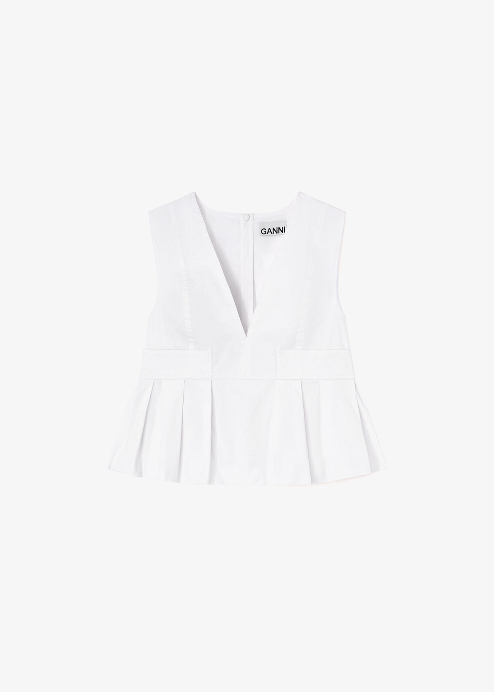 Stretch Cotton V-neck Pocket Blouse