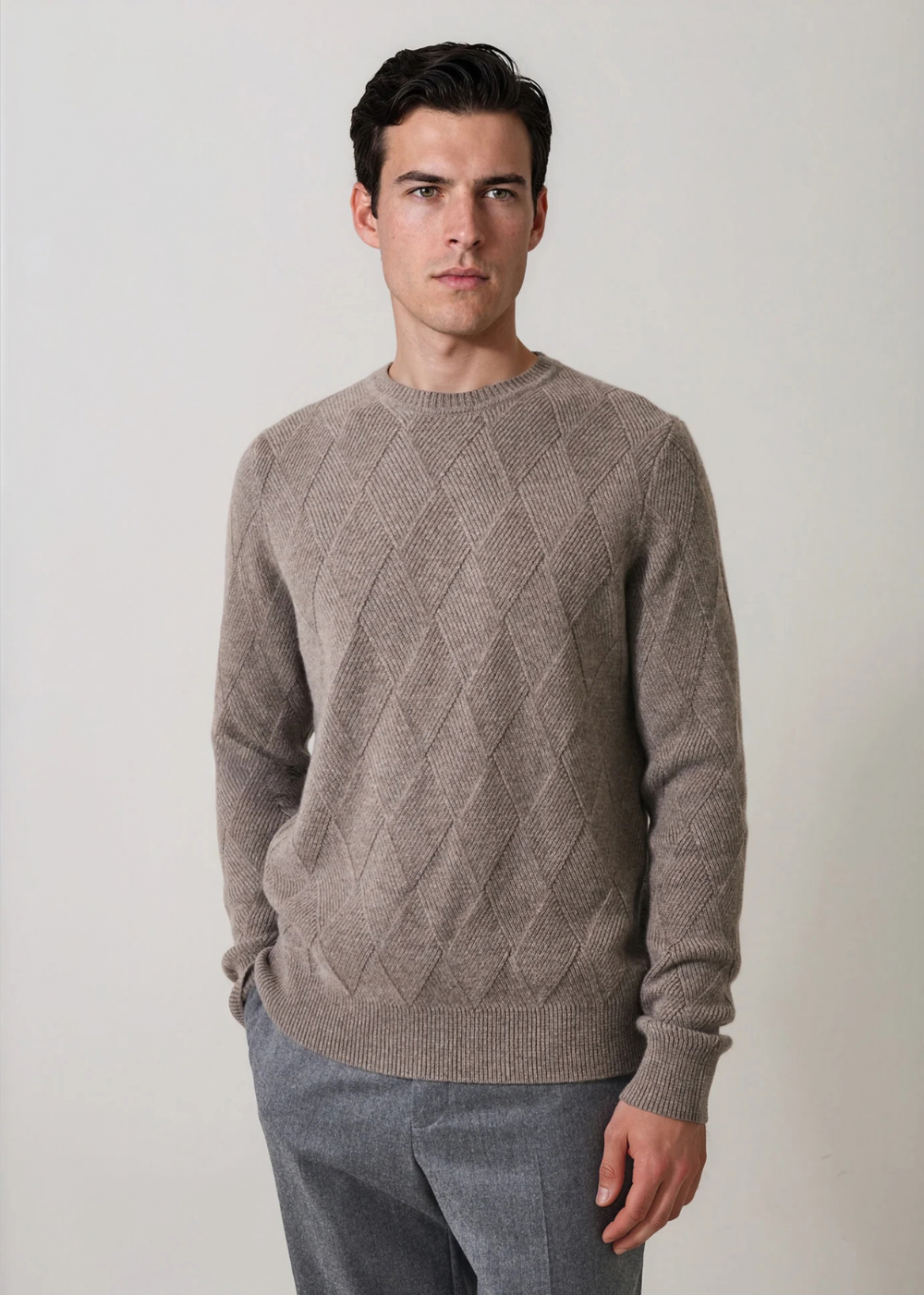 Diamond Twill Wool/Cashmere Crewneck