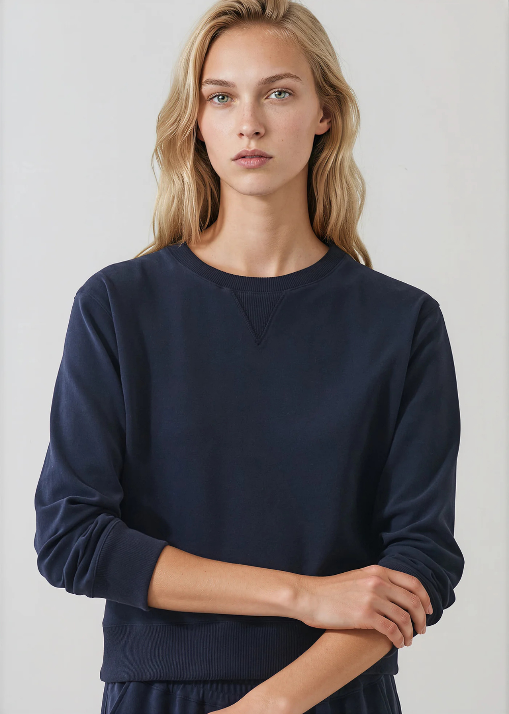 LS Brushed Pima Cropped Sweatshirt