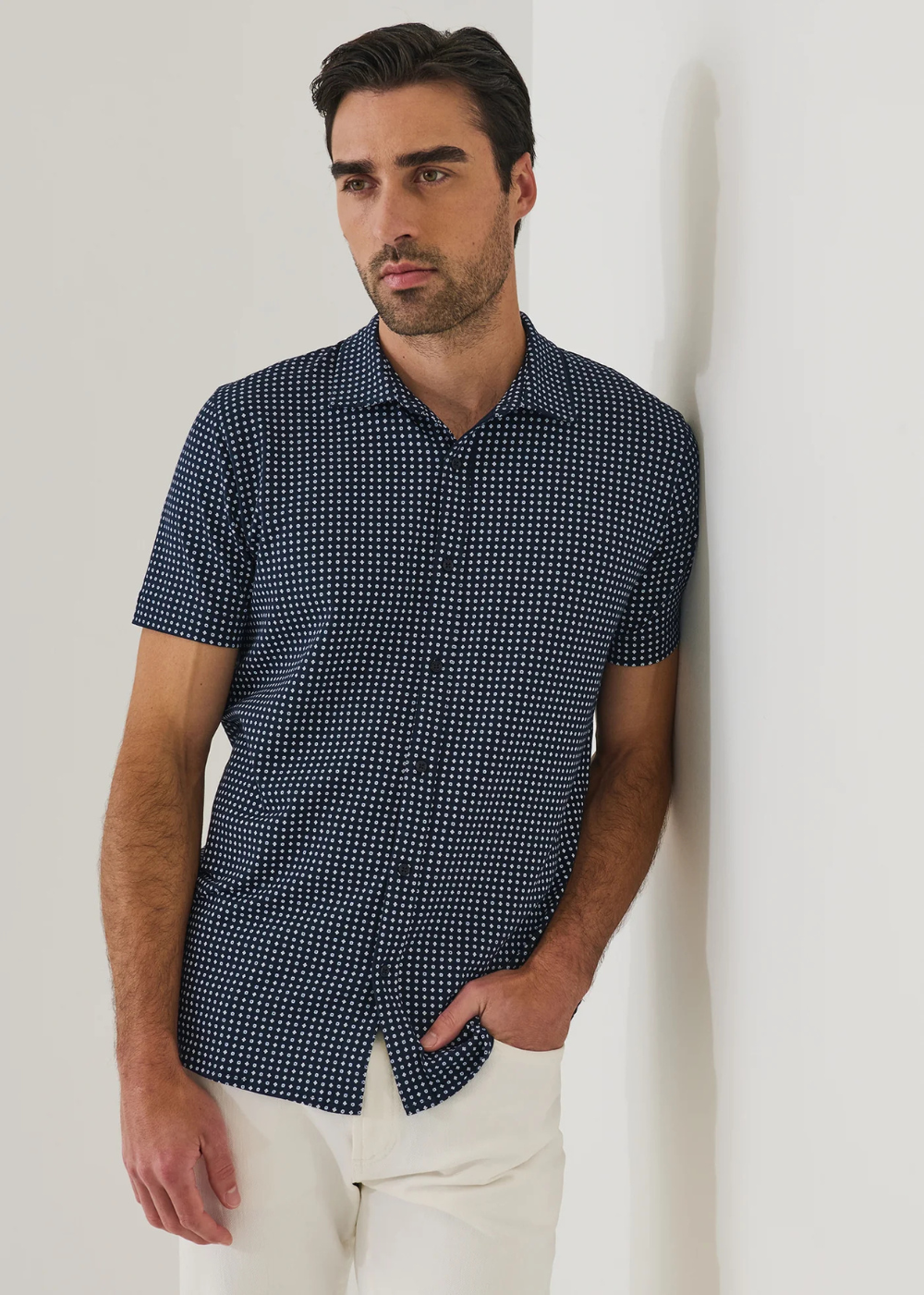 Pima Cotton Stretch Geometric Print Shirt