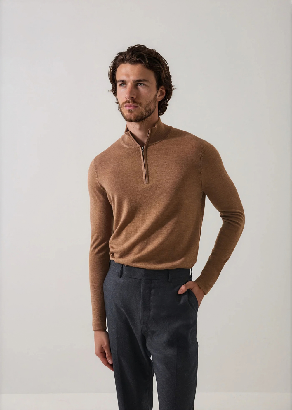 LS Extrafine Merino 1/4 Zip Mockneck Sweater