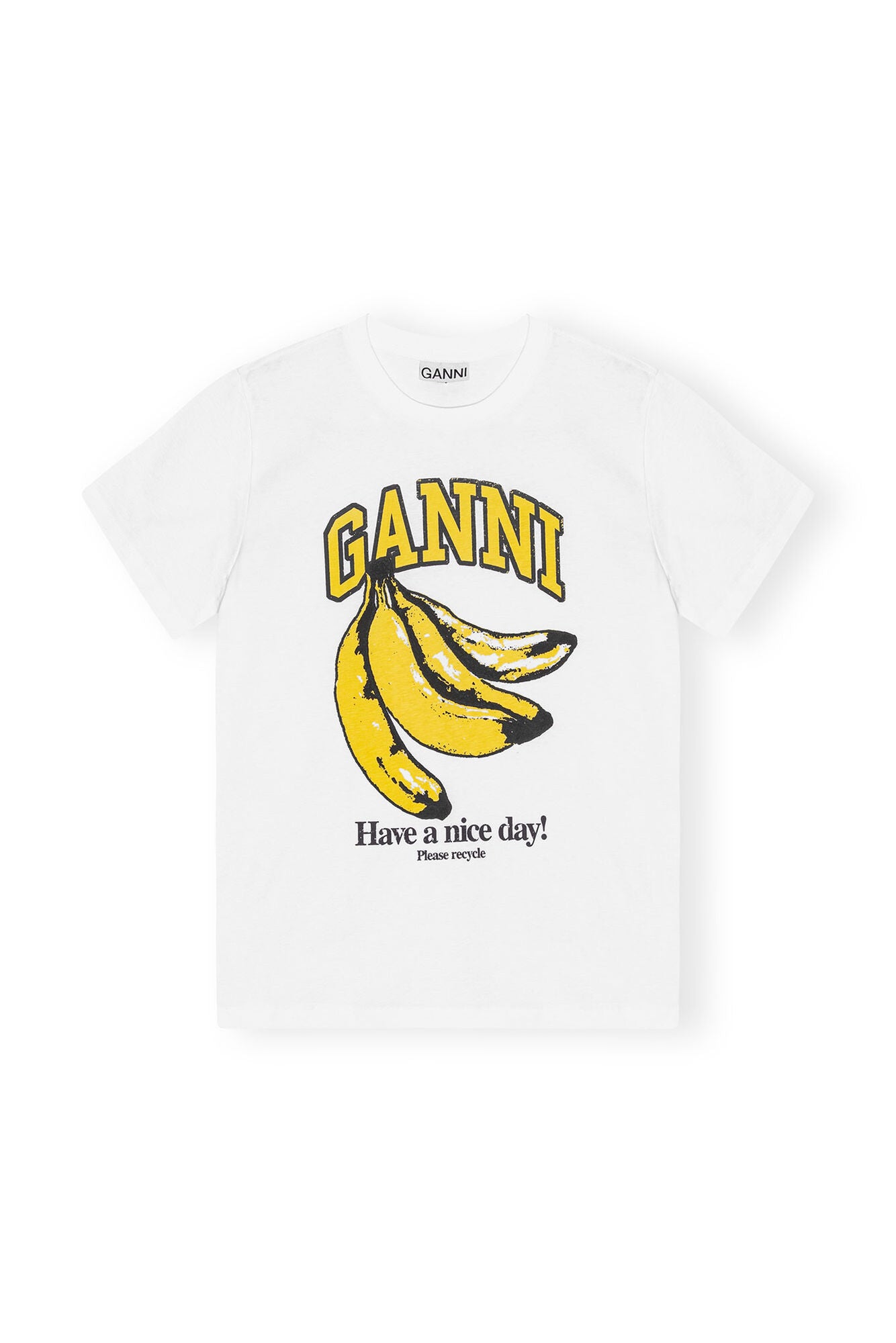Basic Jersey Banana Relaxed T-Shirt - Bright White - GANNI - Danali - T3861