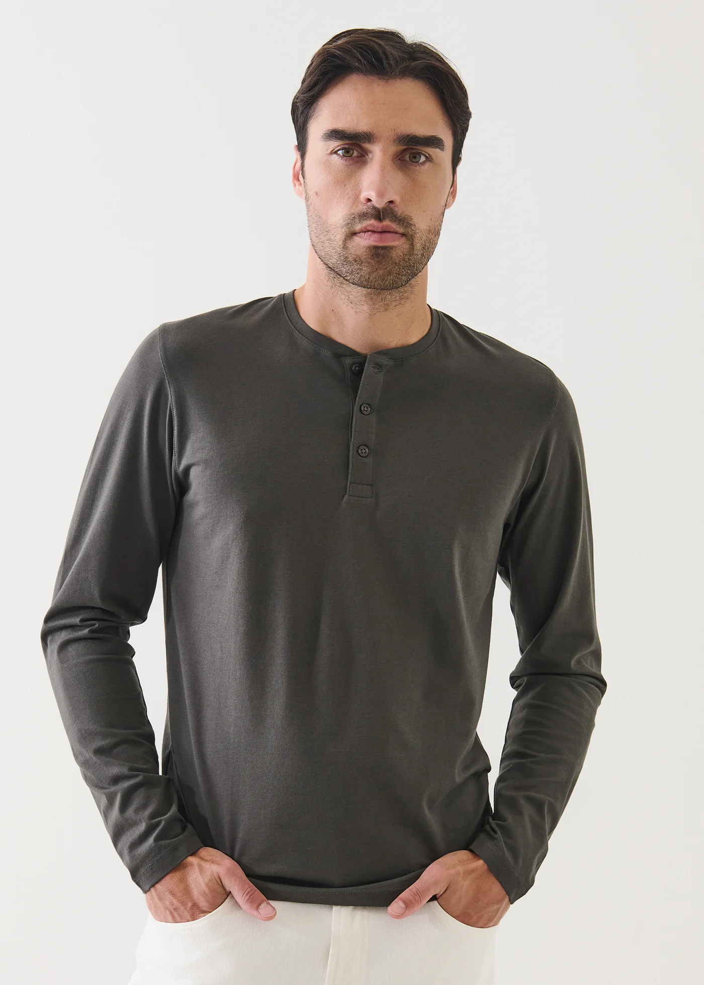 Iconic Pima Stretch Long Sleeve Henley T-Shirt