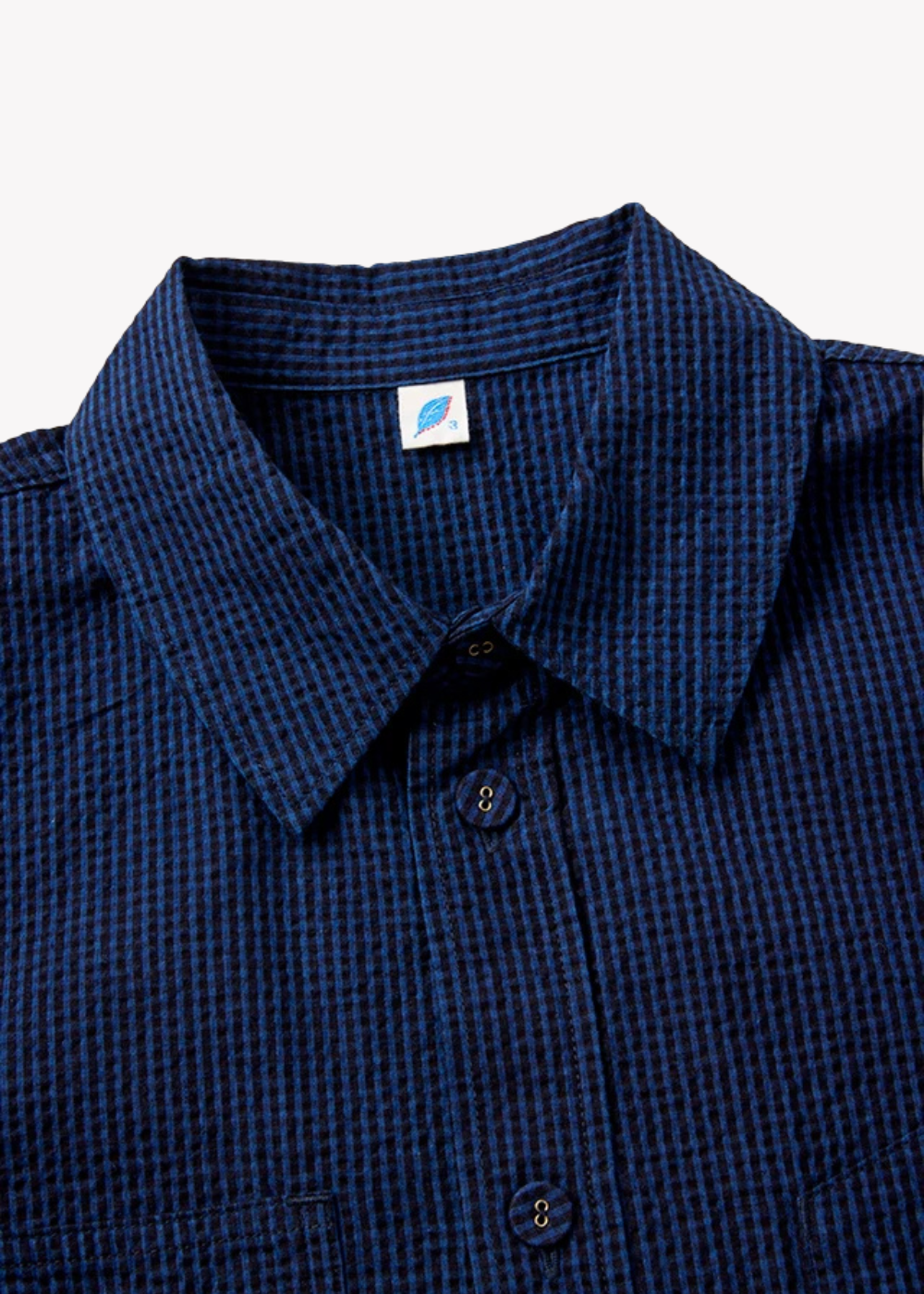 Seersucker Dark x Light Indigo Check Shirt