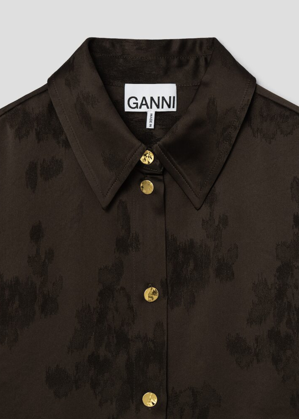 Fluid Satin Jacquard Long Sleeve Shirt