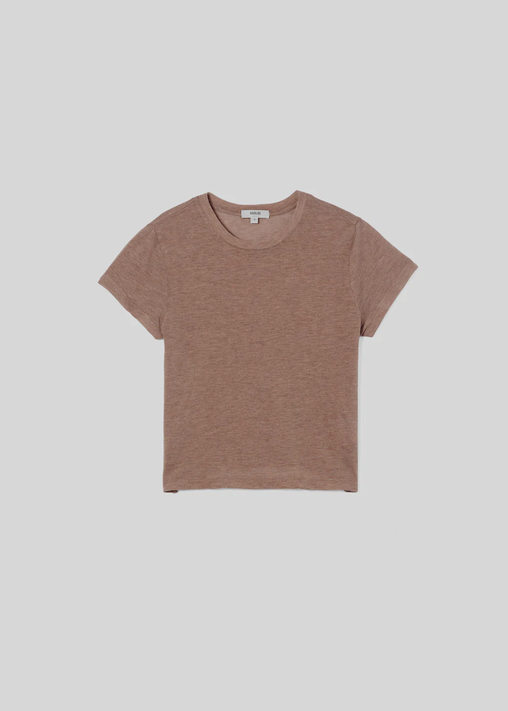 Front view of the Adine Shrunken Tee from AGOLDE in Chai Heather.