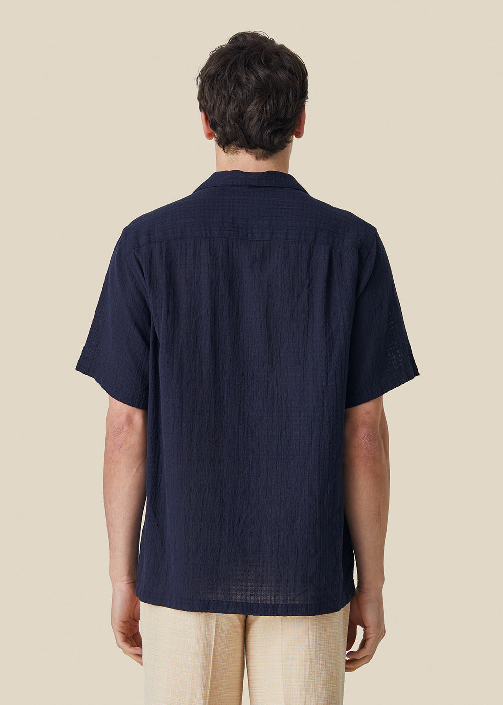 Grain Cotton Short Sleeve Shirt - Navy - Portuguese Flannel - Danali