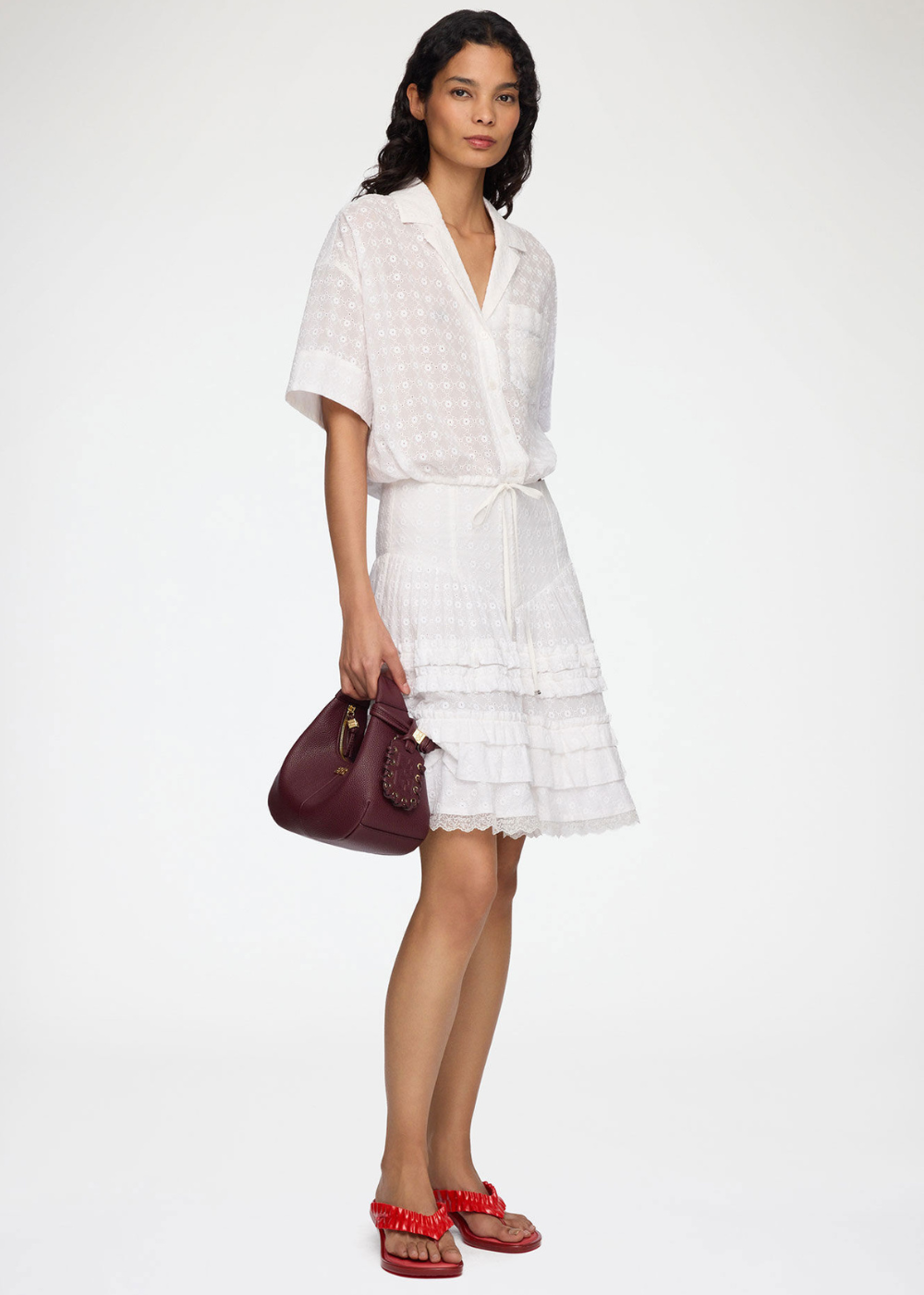 Broderie Anglaise Tiered Mini Skirt