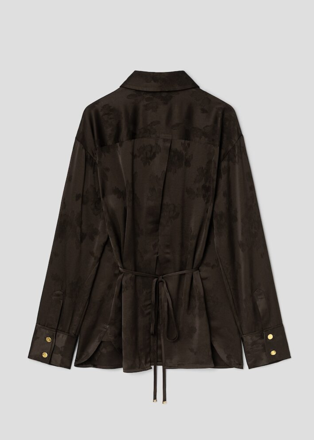 Fluid Satin Jacquard Long Sleeve Shirt