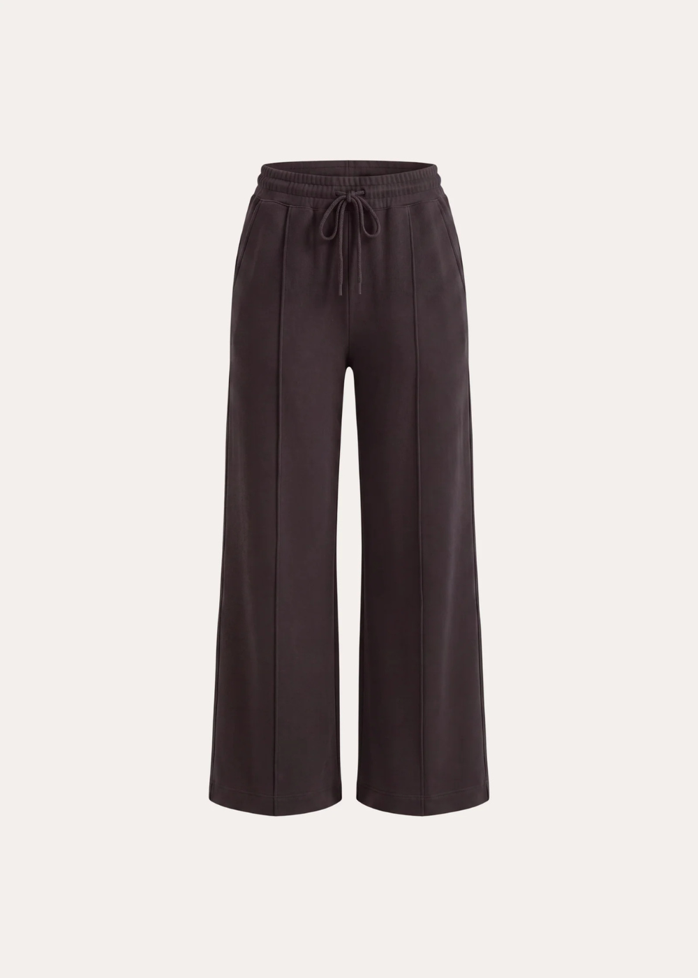 Brushed French Terry Wide Leg Pintuck Pant