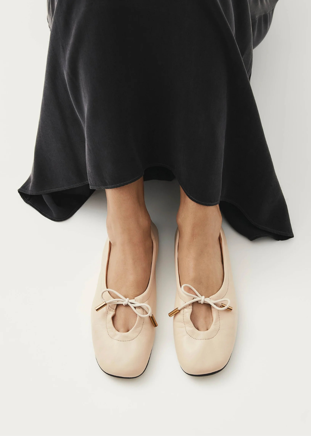 Rosalind Cream Leather Ballet Flats