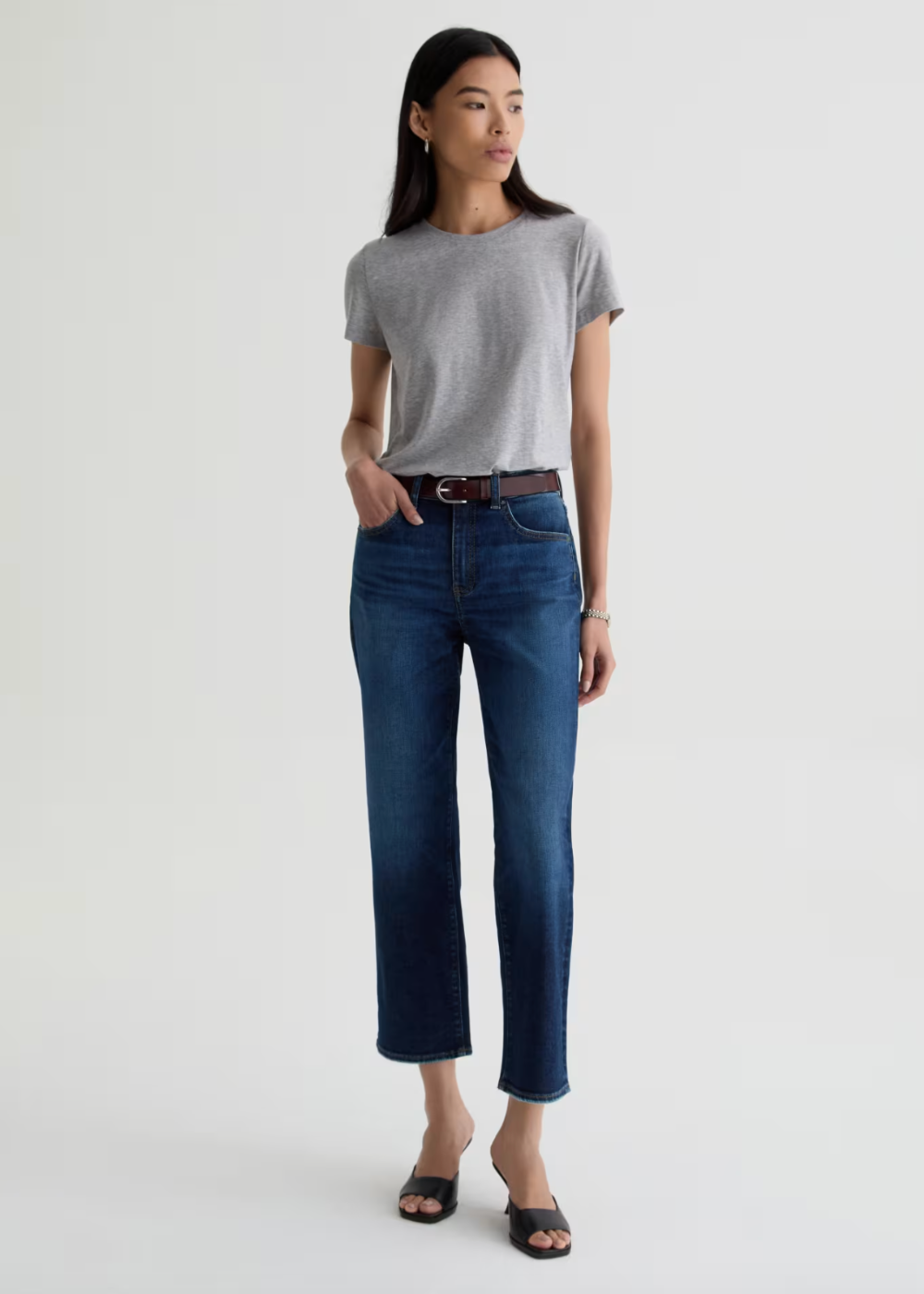 Brinley Crop Mid Rise Straight Jean