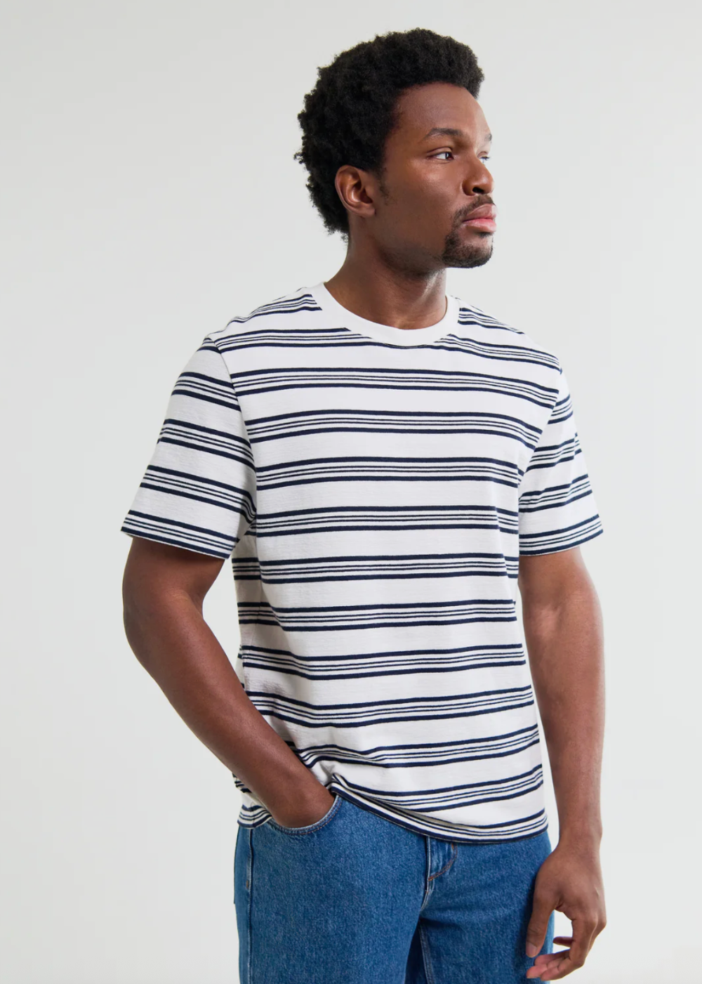 Dean SS Tee Thin Textured Stripe