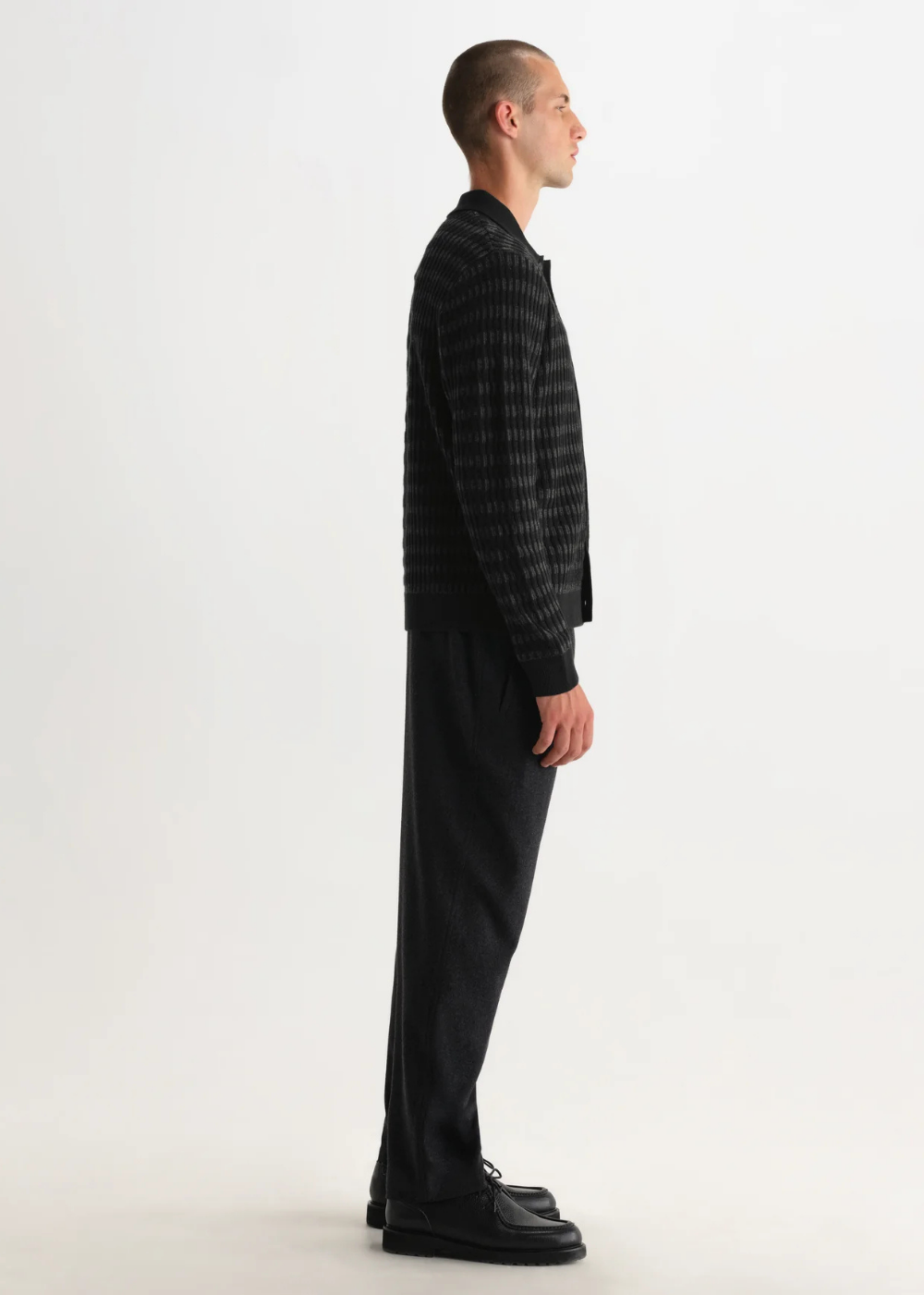 Tristan L/S Polo Wool Blend Rib Check