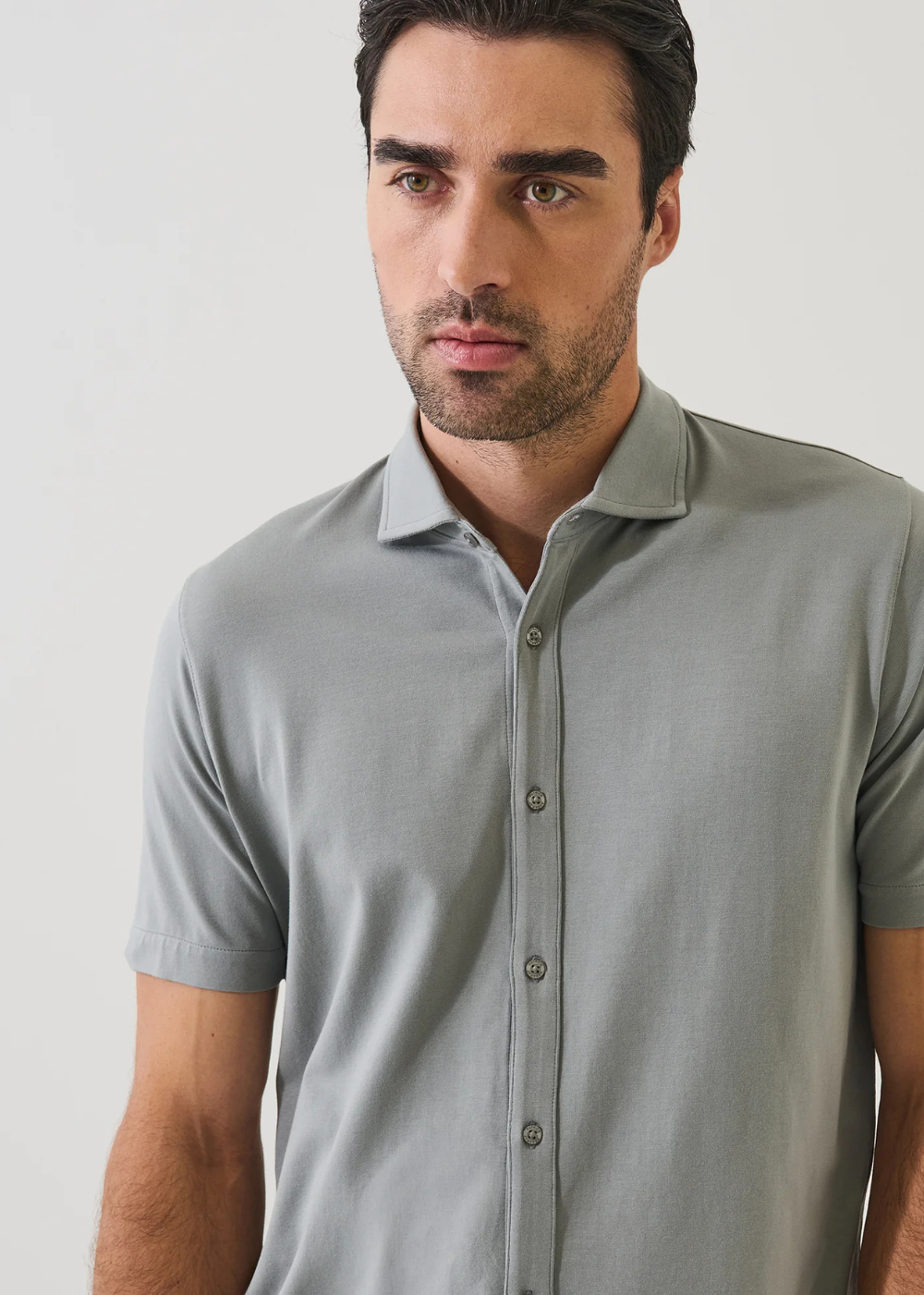 Pima Cotton Stretch Button Front SS Shirt