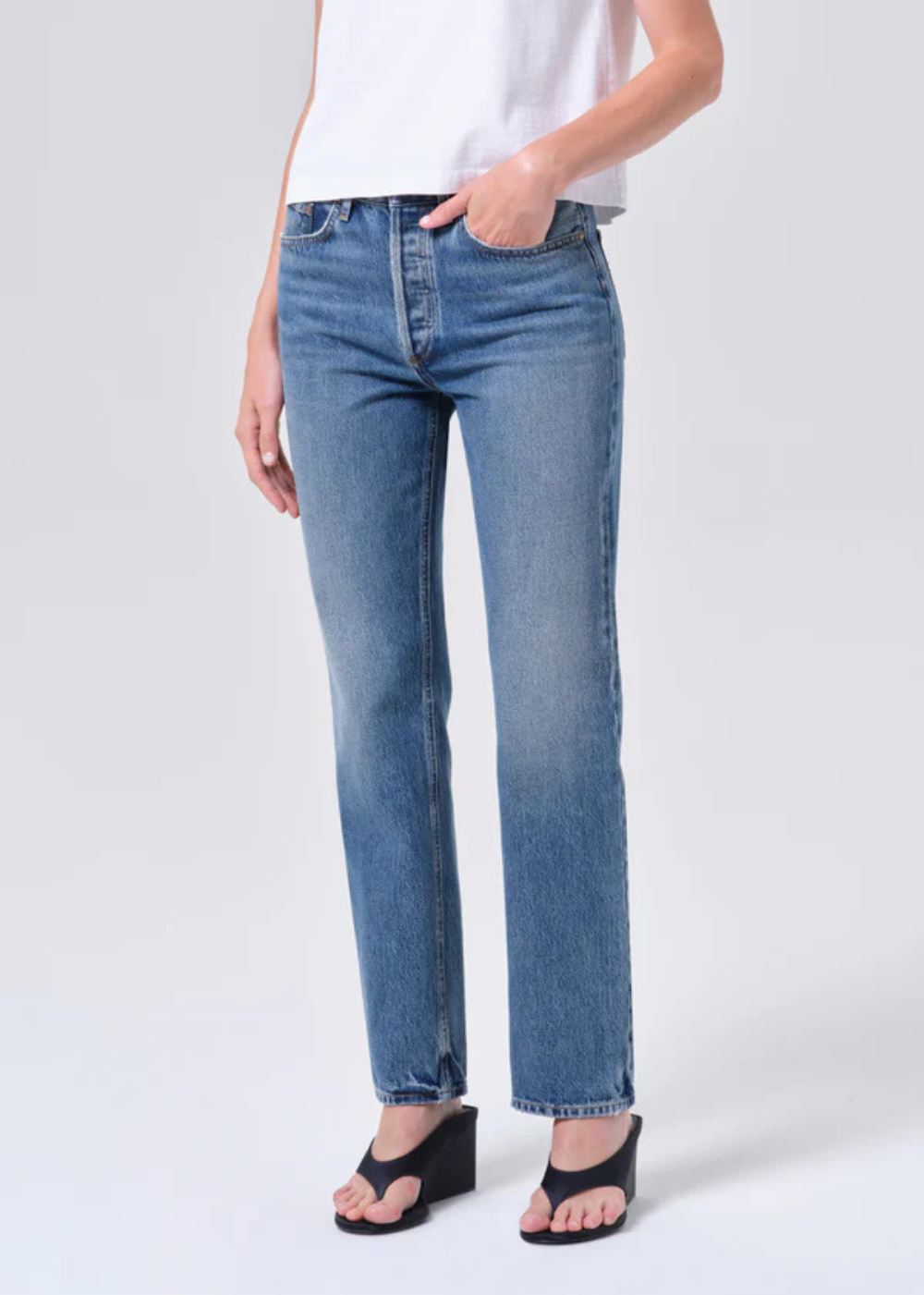 Lana Mid Rise Straight Jean