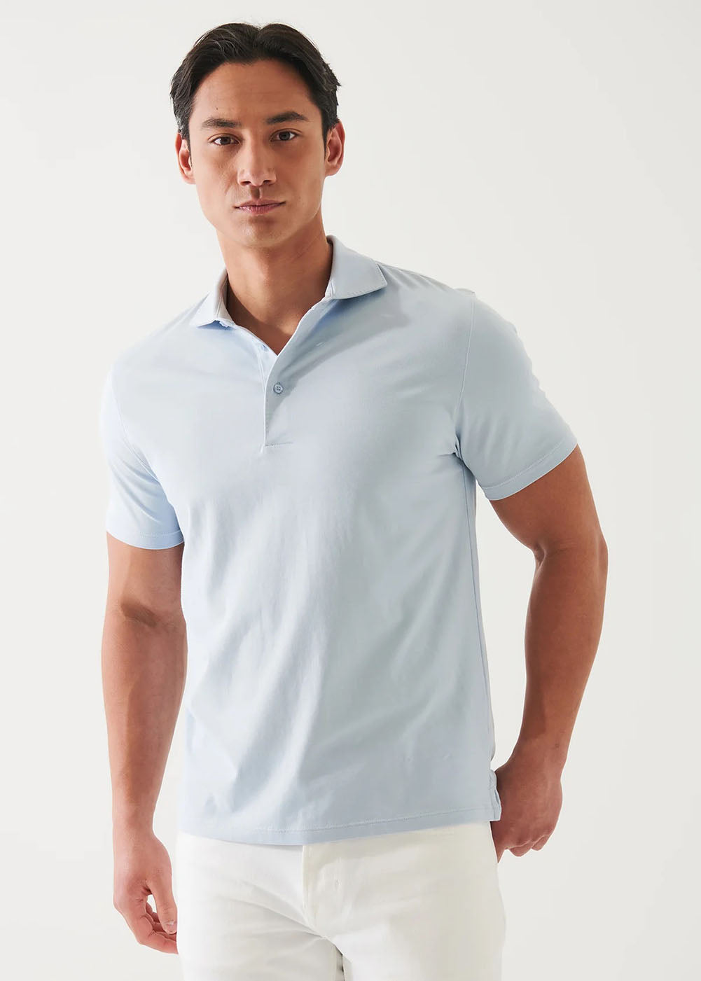 Pima Cotton Stretch Polo T-Shirt - Blue Ice - Patrick Assaraf Canada - Danali - P95P24