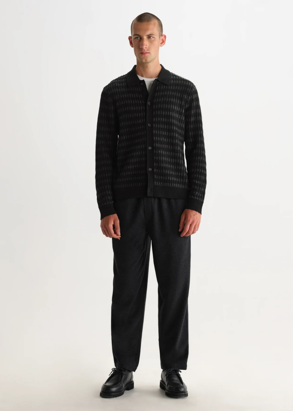 Tristan L/S Polo Wool Blend Rib Check