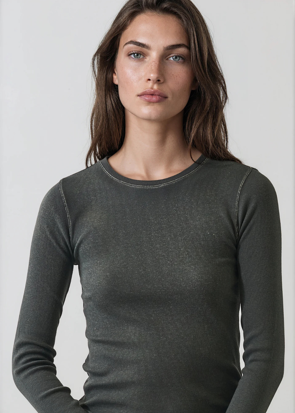 Cotton/Modal Vintage Rib Long Sleeve Crew T-Shirt