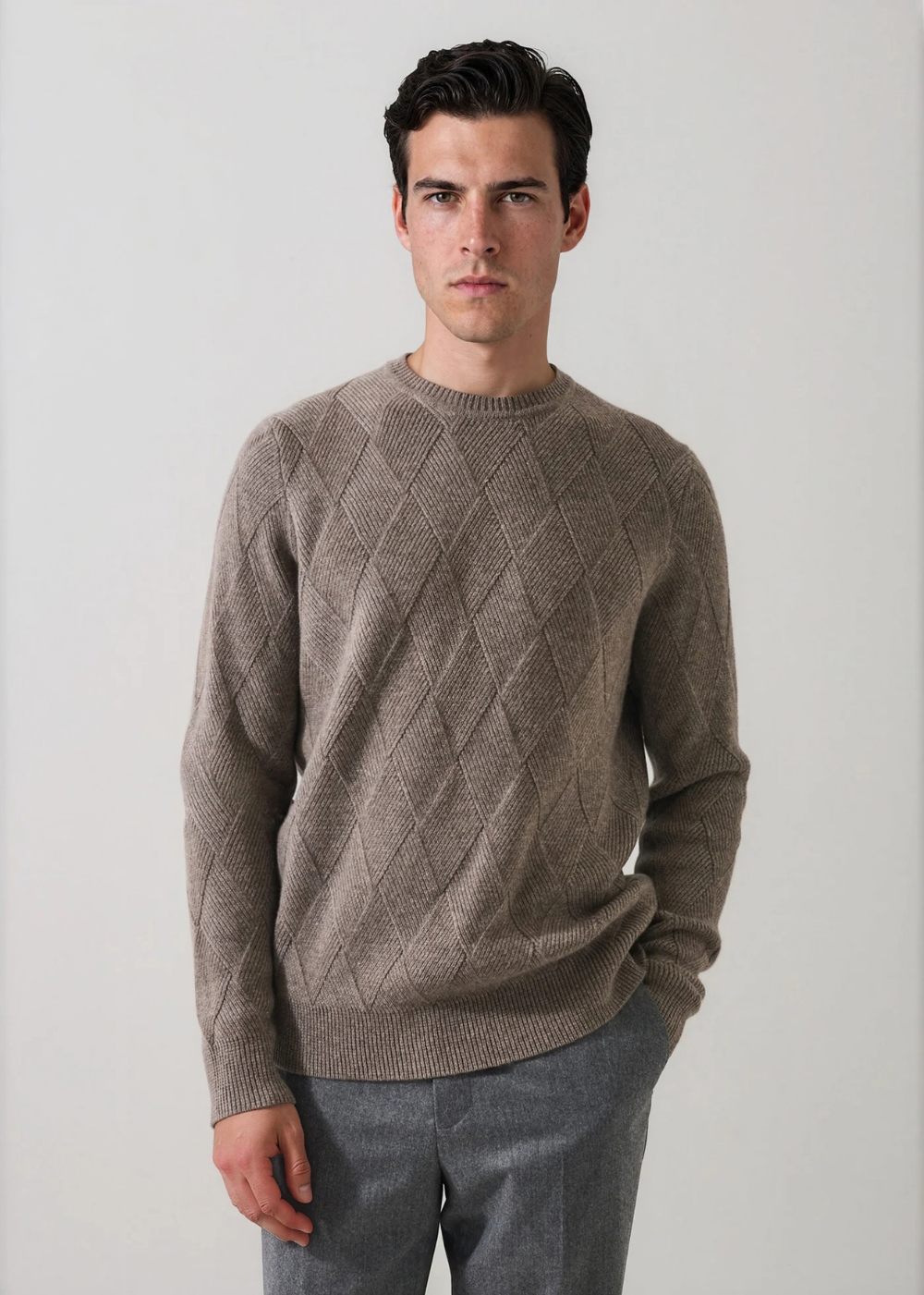 Diamond Twill Wool/Cashmere Crewneck