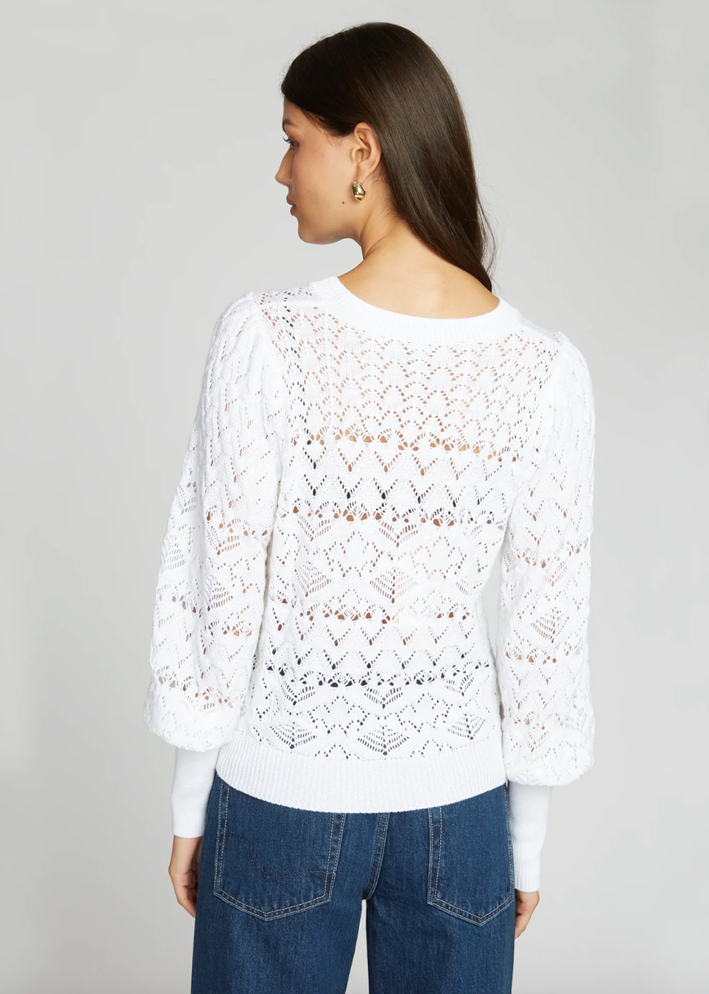 Pointelle Juliette Sleeve Cotton Crew