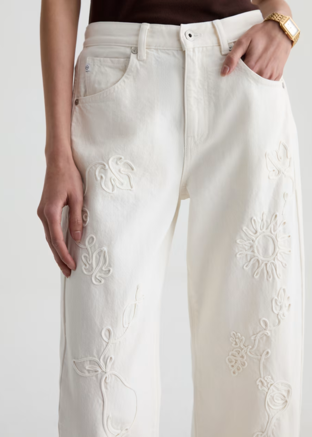Hattie Crop Barrel Leg Eyelet Jean