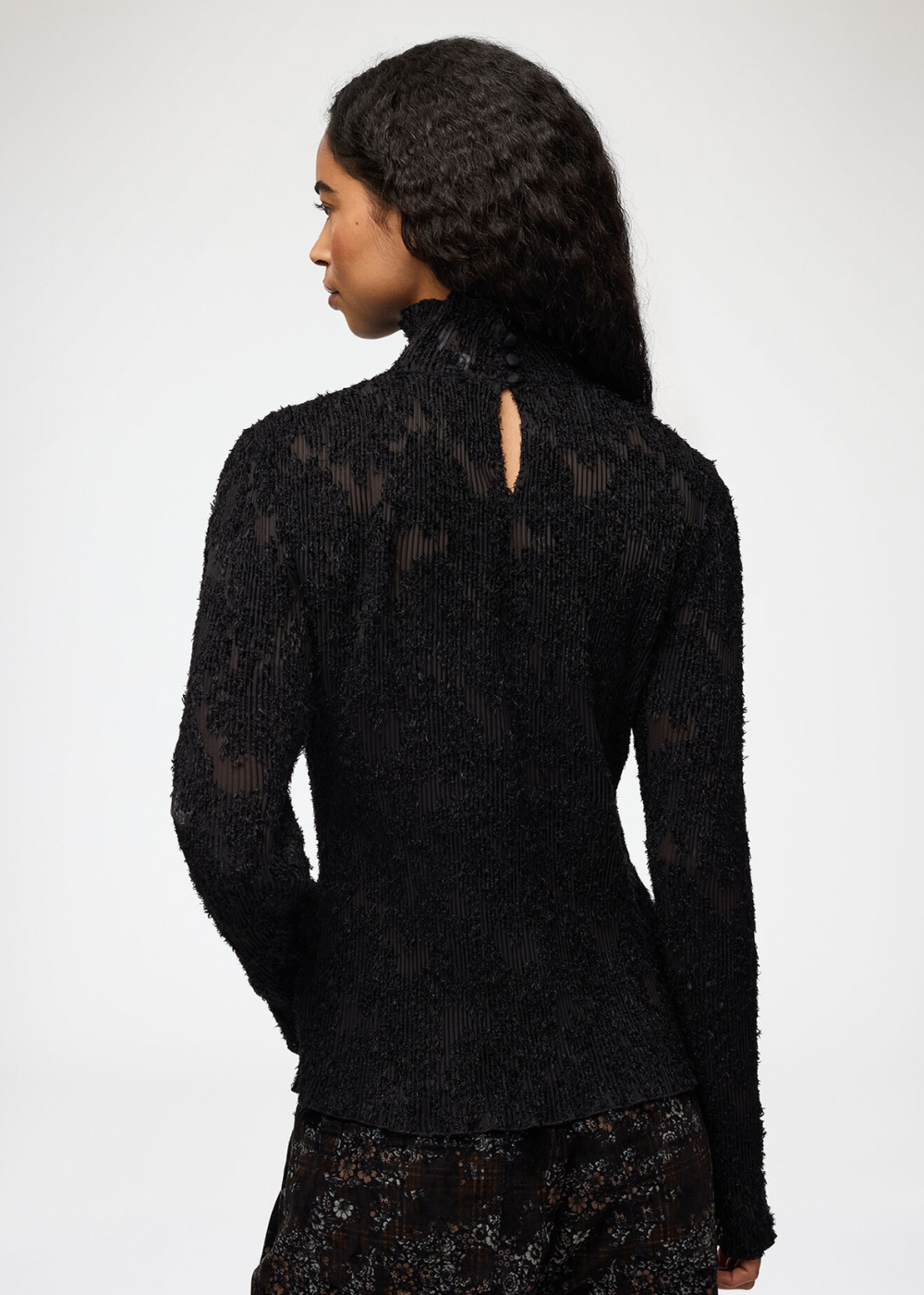 Pleated Fil Coupe Turtleneck
