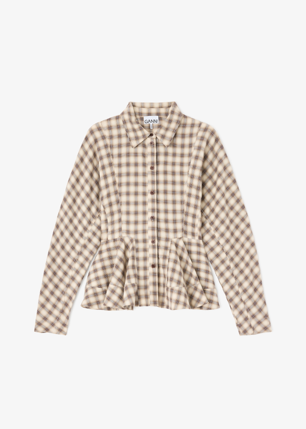 Light Check Flannel Peplum Shirt