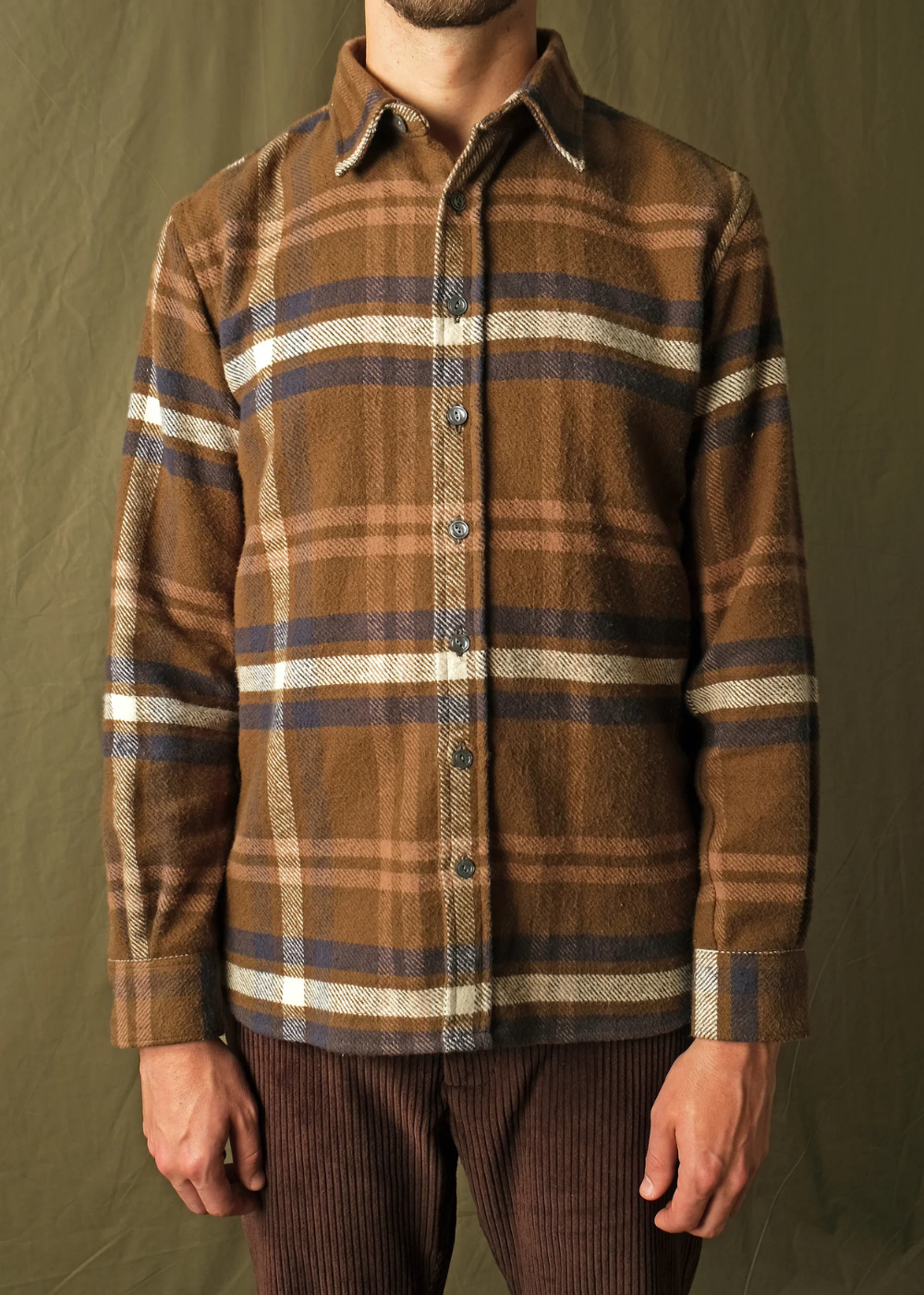 Olive Plaid Blanket Easy Shirt