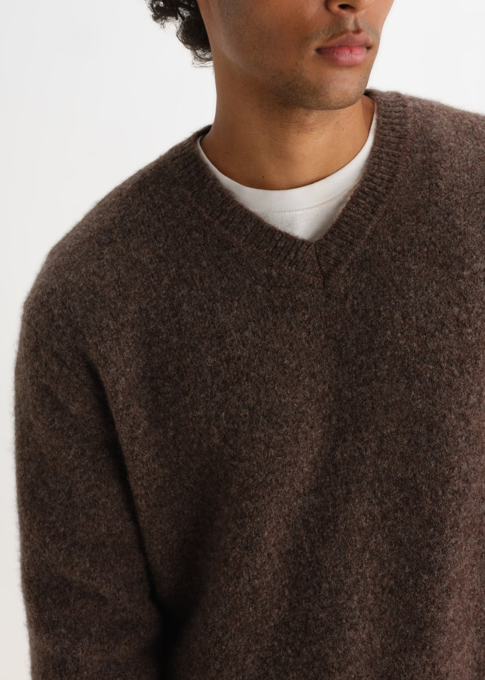 Kemp V Neck Fluffy Wool Blend