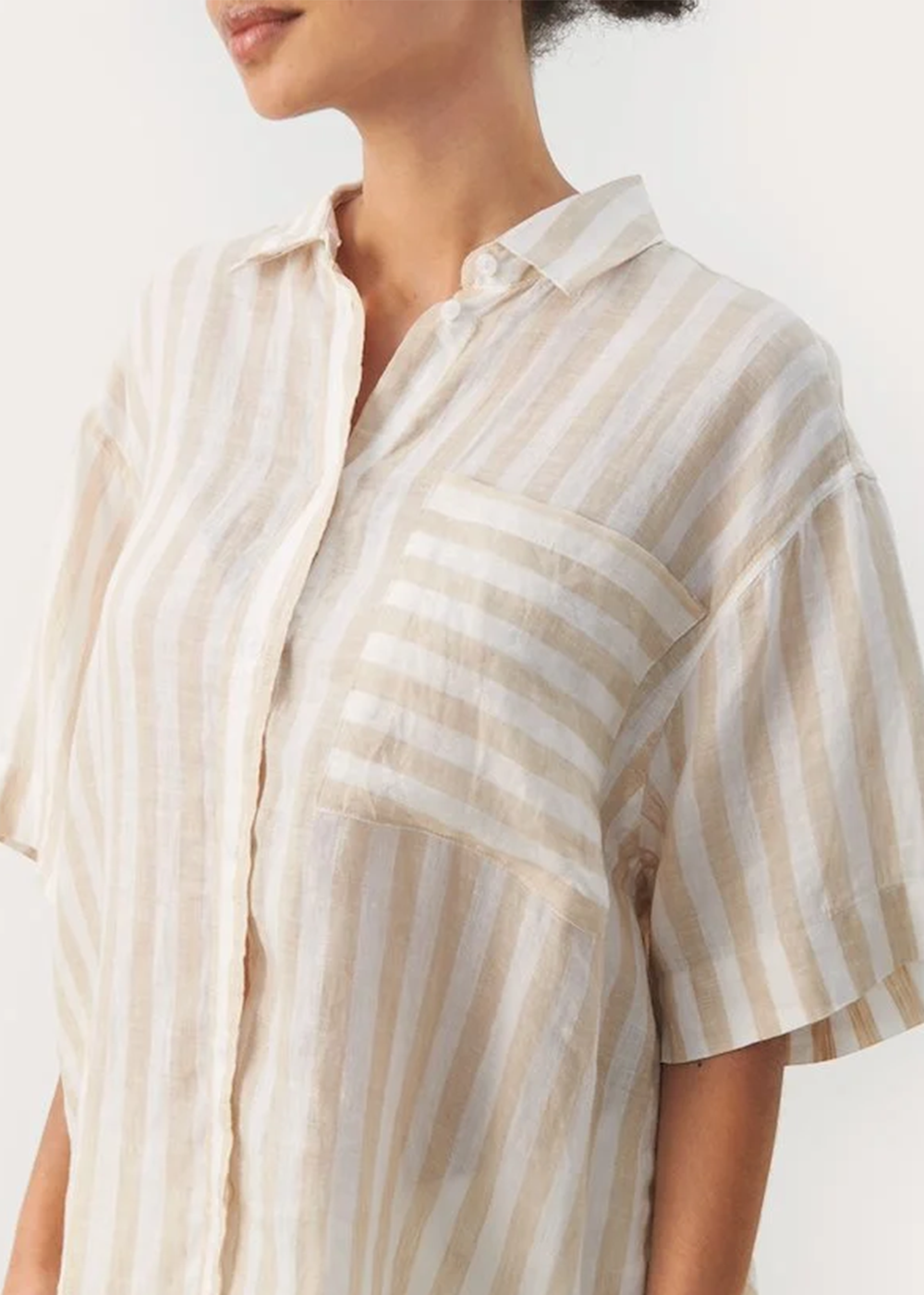 Garine Linen Shirt - White Stripe - Part Two Canada - Danali
