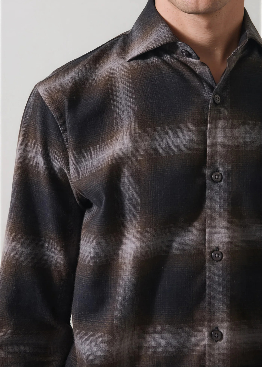 Ombre Check Spread Collar Shirt