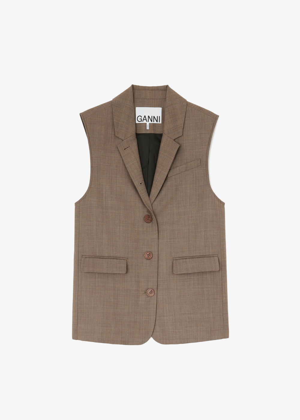 Wool Melange Suiting Oversized Vest