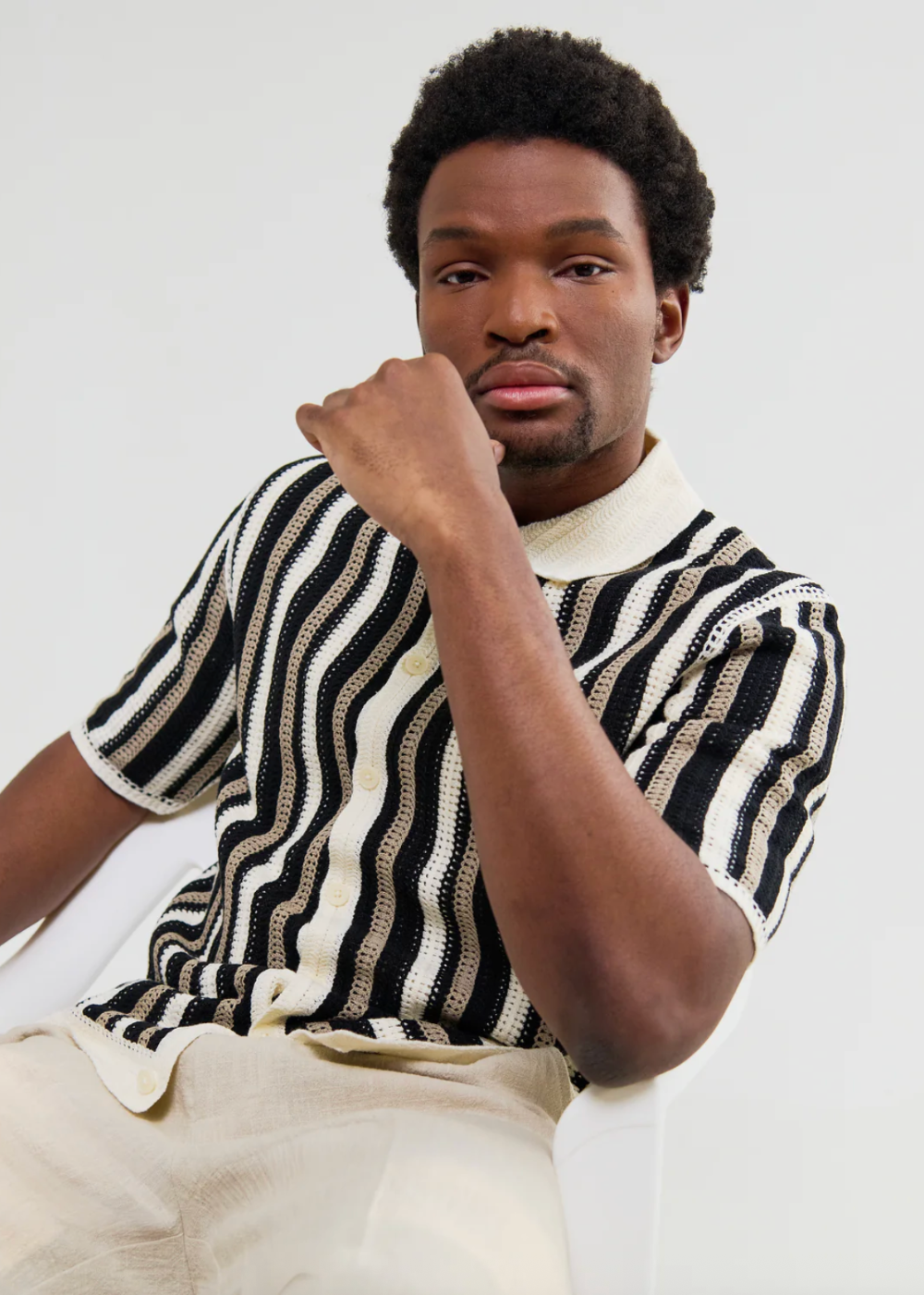 Porto SS Shirt Stripe Crochet