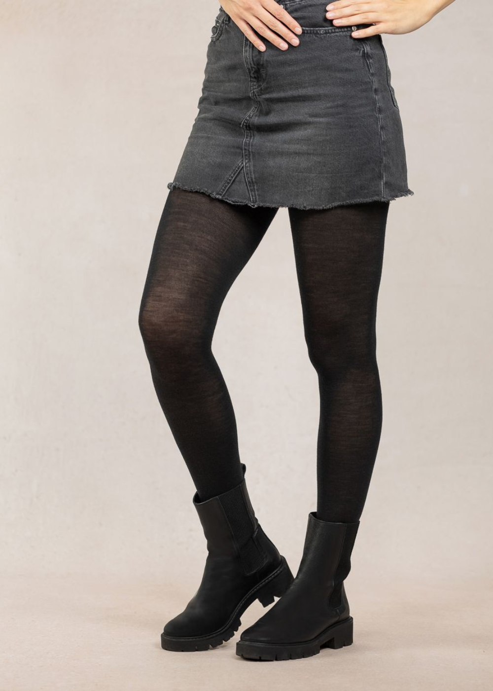 Fine Wool Tights With Cotton Inside