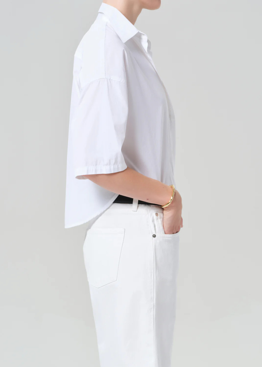 Frances Cropped Cape Button Up Top