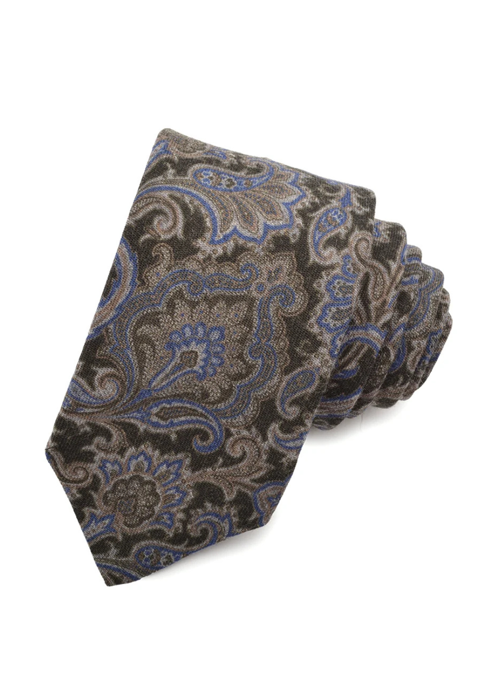 Italian Printed Wool Floral Paisley Tie