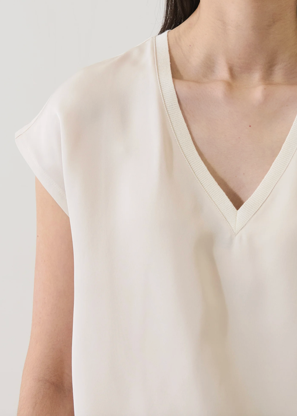 Silk V-Neck Dolman Sleeve Tee