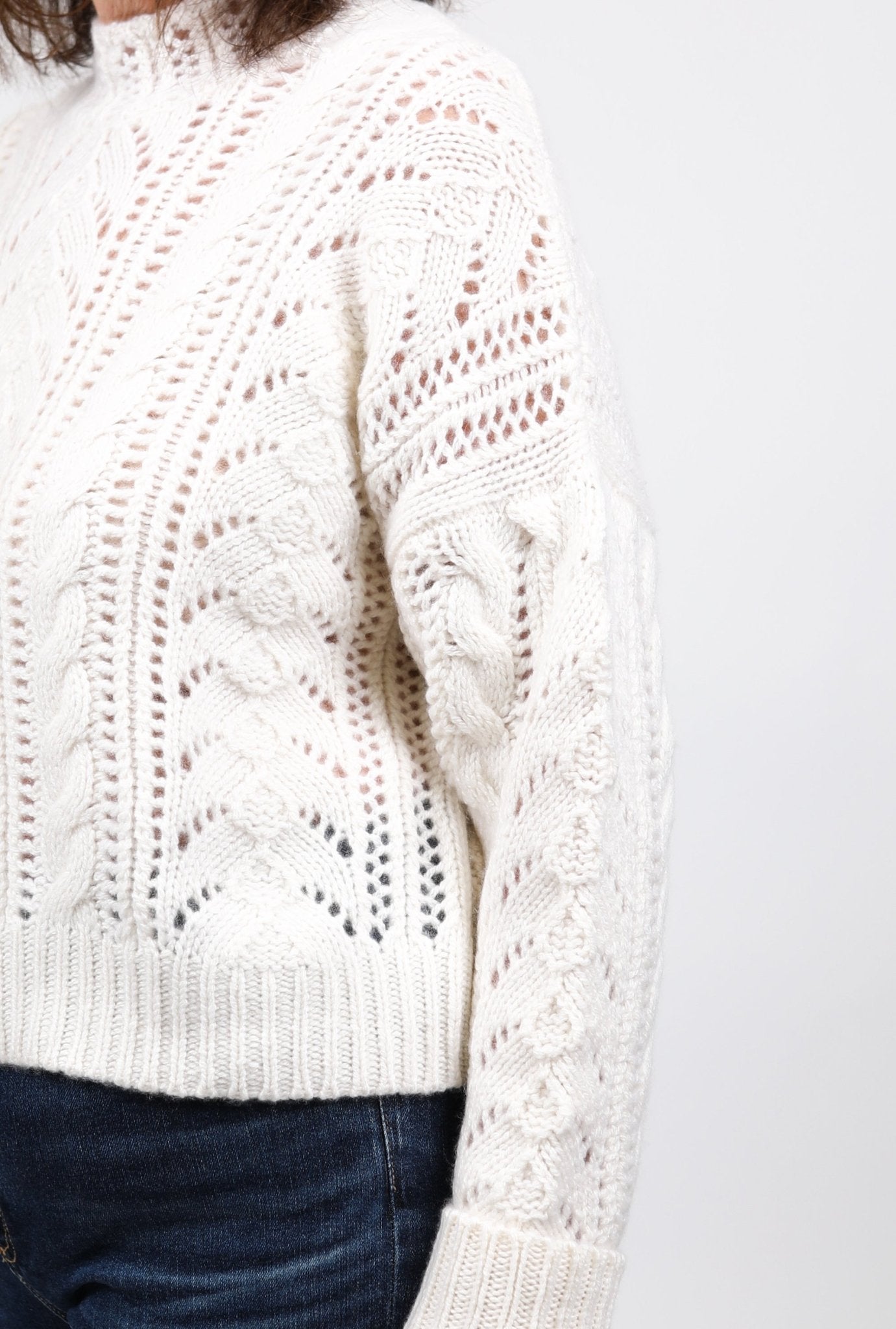 Blouson Sleeve Cable Crew - Autumn Cashmere - Danali - RG13405-Chalk-XS